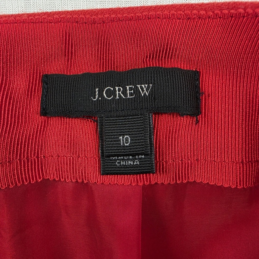 J.Crew Red Wool Blend Scalloped Waist Mini A-Line Skirt Size 10 Preppy Classic - Picture 5 of 13